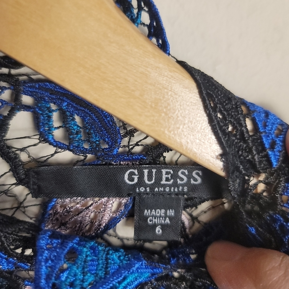 GUESS,‎ Midnight Magic Sleeveless Dress, Black/Midnight Blue Multicolor,  Size 6 - Picture 8 of 10